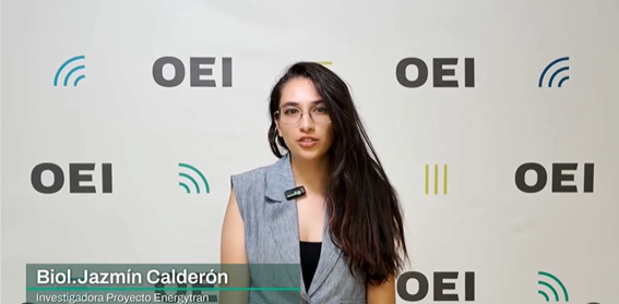 Biologist Jazmín Calderón presents her work in the Energytran project, an EU-OEI initiative.